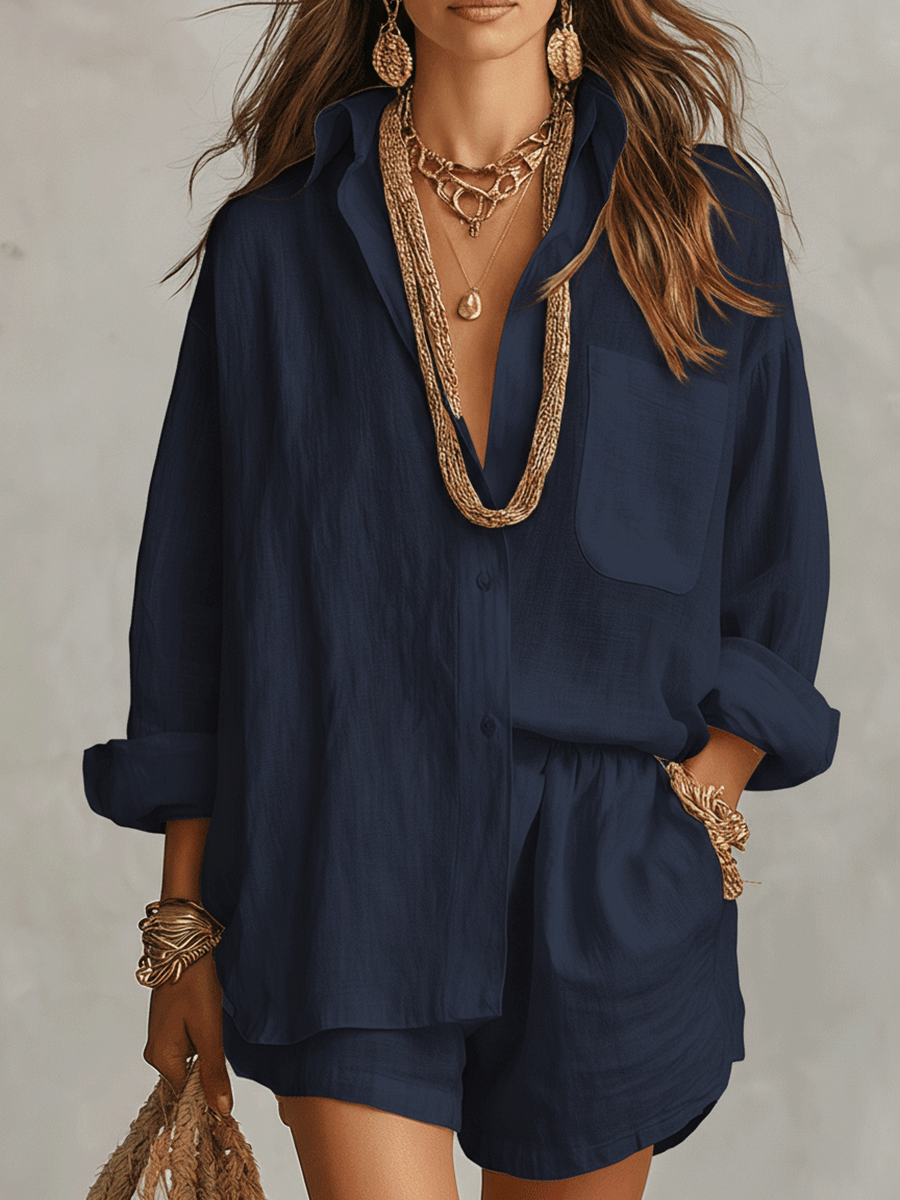 Avery Relaxed Linen Shirt & Shorts Set