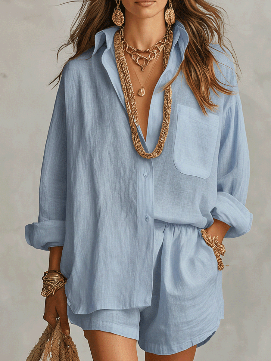 Avery Relaxed Linen Shirt & Shorts Set