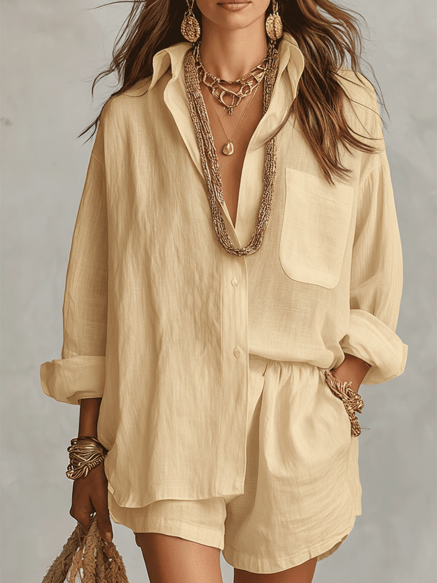 Avery Relaxed Linen Shirt & Shorts Set