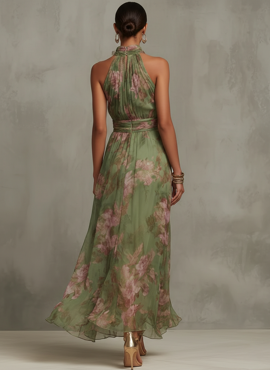 Savannah | Elegant Boho Green Maxi Dress for Formal Wedding Guest Style