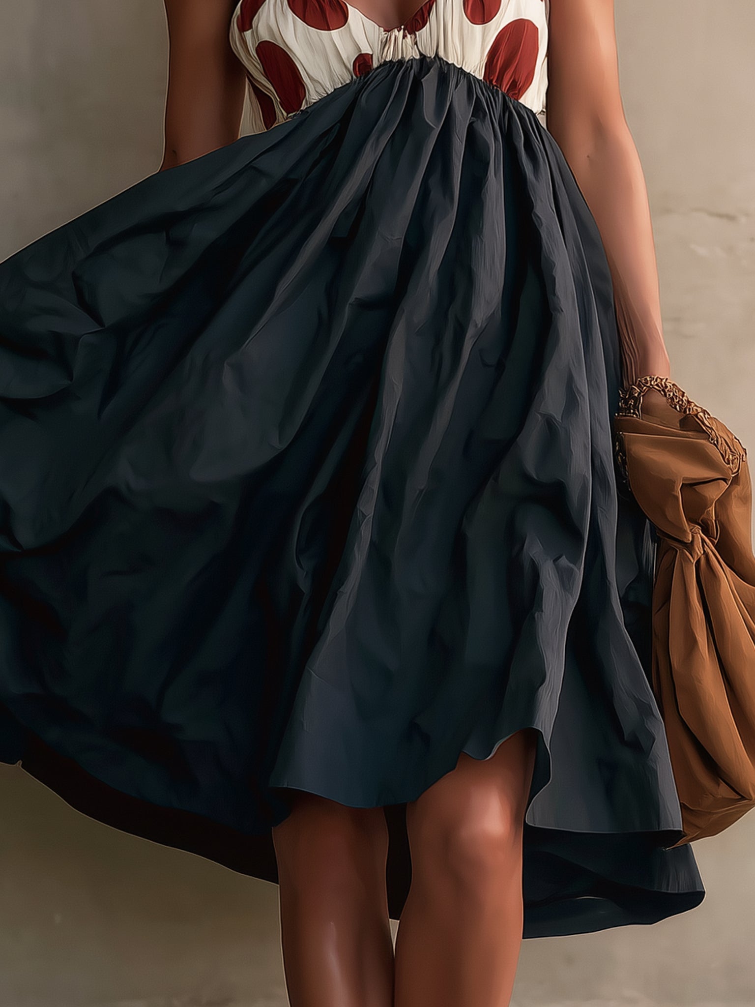 Elegant Black Midi Dress for Women with Spaghetti Strap Corset Bodice Full Skirt Cocktail Style