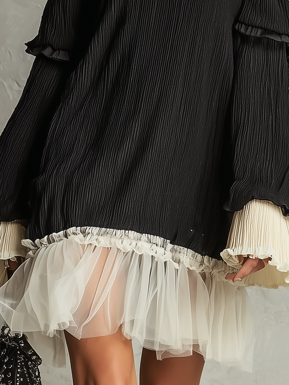 Odette Black Off-Shoulder Ruffle Mini Dress